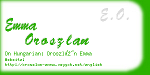 emma oroszlan business card